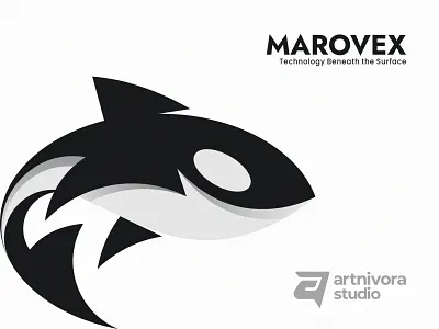 MAROVEX – Technology Beneath the Surface animal logo branding design fish graphic design logo logo design mammal modern ocean orca sea underwater vector wave whale whale logo