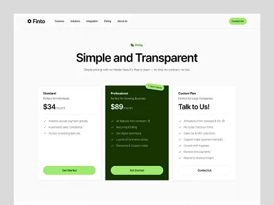 Finto - Pricing Page cleandesign design figma graphic design pricingdesign pricingpage pricingplans pricingsection ui uidesign uiux uiuxdesign ux uxdesign web design