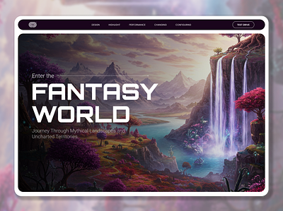 Enter the Fantasy World – Hero Section UI Design 2025 design aesthetic ai design clear ui creative fantasy fantasy ui figma design glassmorphism hero section landing page light theme minimal minimal ui mordern nav bar ui design uiux