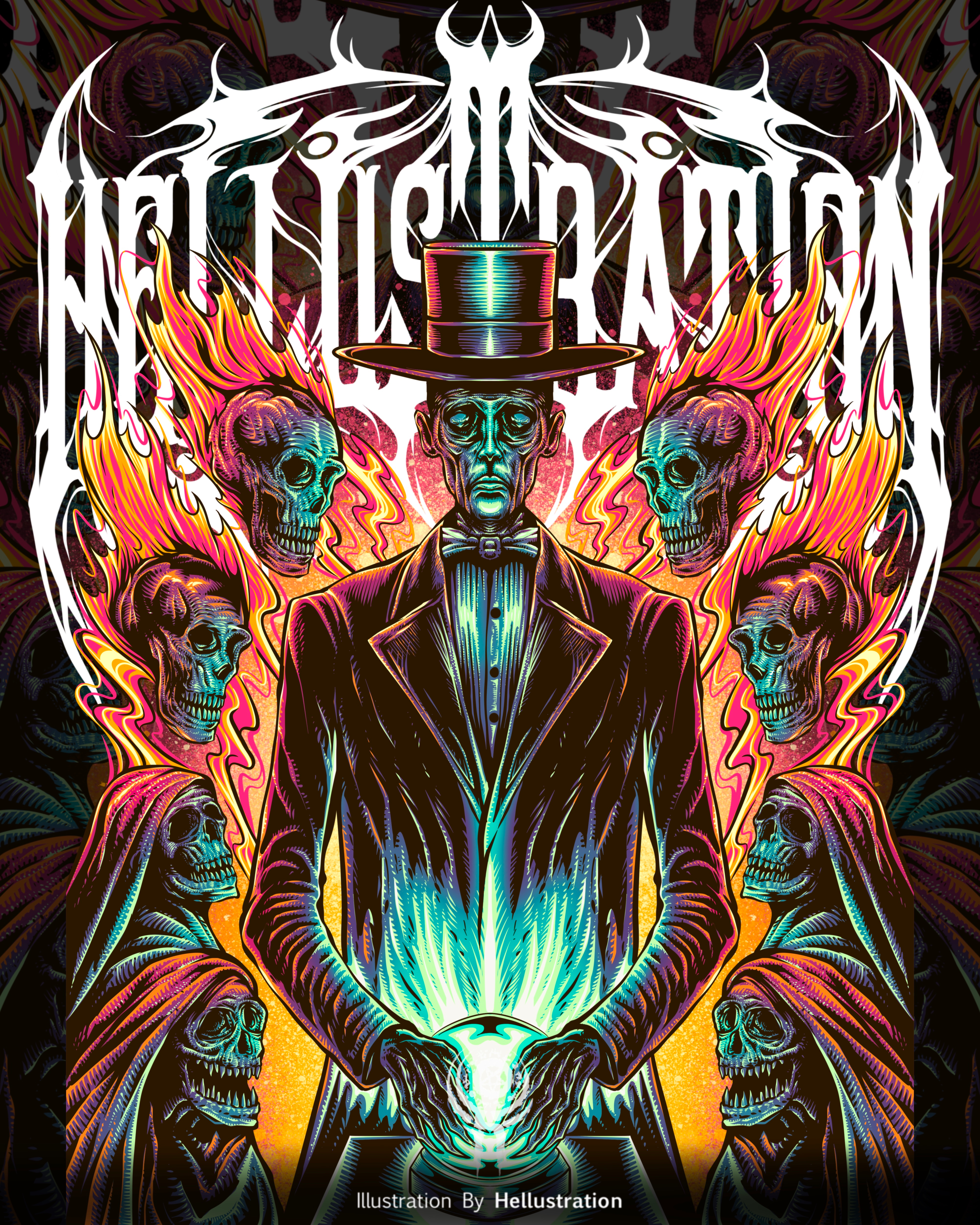 The Fortune Teller art artwork branding dark art illustration illustration art skull tshirt illustration undead