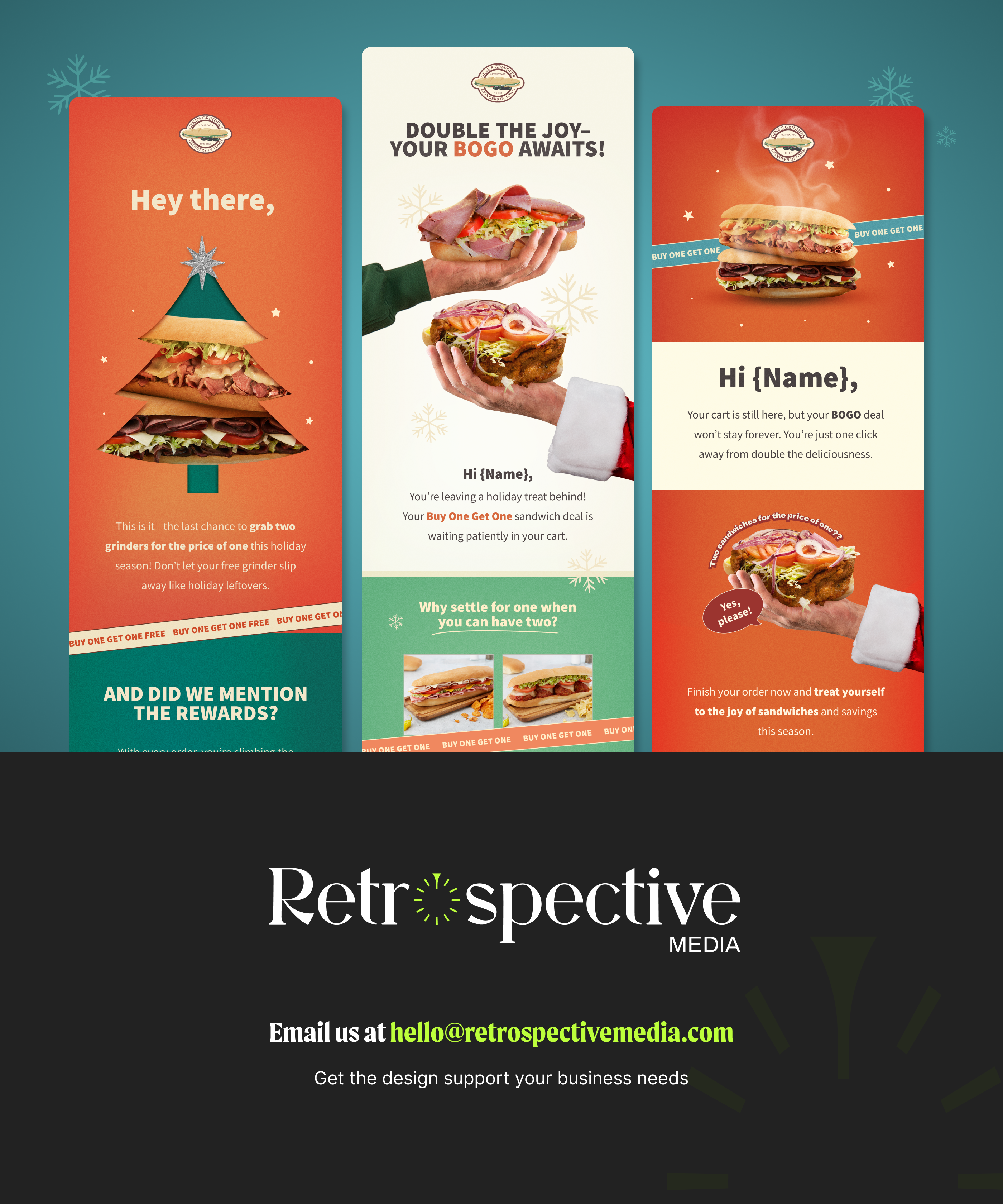 Gene's Grinders Holiday Klaviyo Email Design christmas email design christmas newsletter design email design food email food email design food graphic design food newsletter graphic design holiday design holiday email design klaviyo klaviyo design klaviyo email design newsletter design newsletters sandwich ads sandwich design