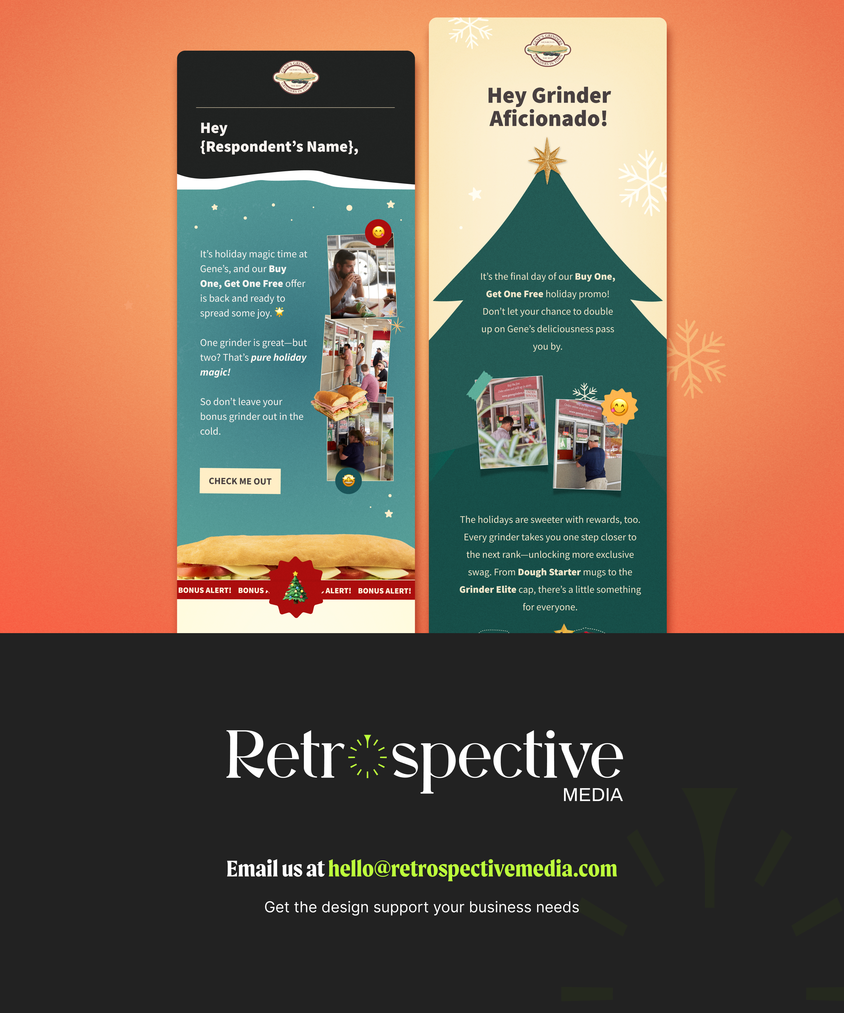 Gene's Grinders Holiday Klaviyo Email Design christmas email christmas newsletter christmas newsletter design email email design figma food email design food newsletters graphic design holiday email inspo holiday emails holiday newsletter holiday newsletter design klaviyo klaviyo email klaviyo email design newsletter design newsletters