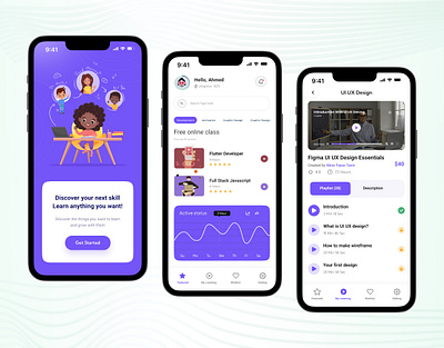 E Learning Mobile App Design app branding design graphic design illustration logo mobile app ui ux website