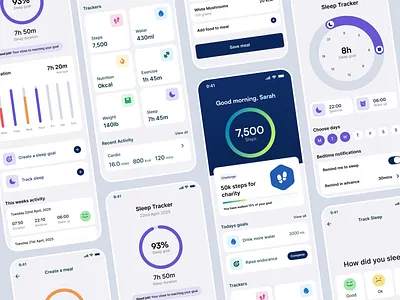 FitFlow – Goal-Driven Fitness Tracking & Challenges💪 calories tracker exercise fitness fitness app food tracker goals gym habit habit tracker health health fitness ios app mobile mobile app sleep tracker ui