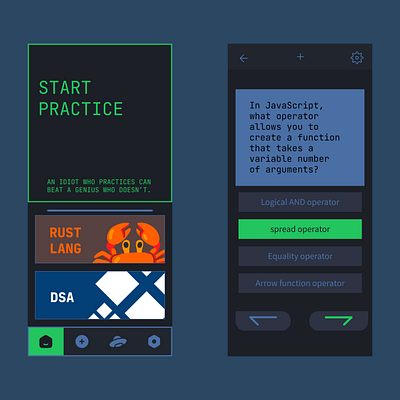 Programmers quiz app : theme hacker ui
