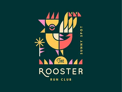 The Rooster Run Club [branding] branding brassai club geometric graphic design logo nature rooster run sunny vector