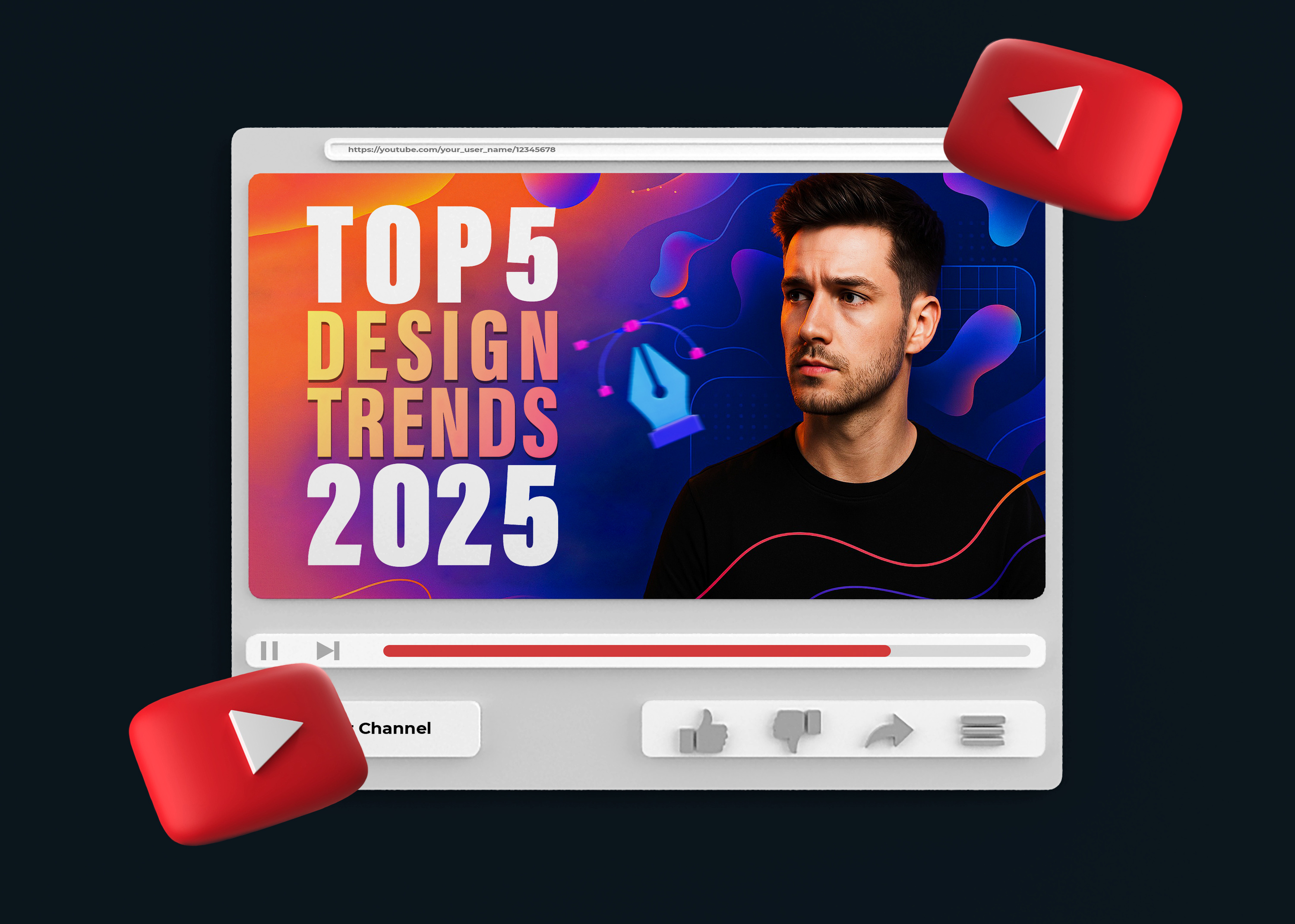 YouTube Thumbnail Concept—"Top 5 Design Trends 2025” advertising branding graphic designer marketing thumbnail design youtube thumbnaildesign youtube thumbnails