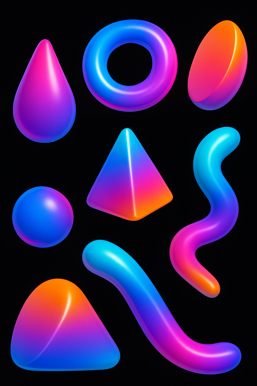 April 2025 - Happy Shading Shapes 3d branding circle colorful cube design gradient graphic design illustration motion graphics popular pyramid rounded shape shapes