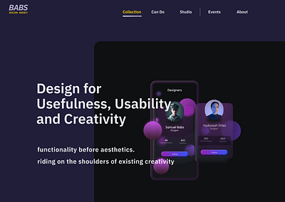Babs Design agency, collection page product design uiux web design