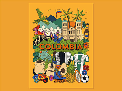 Colombia Print bright colourful design football graphic design illustration playful sports vector