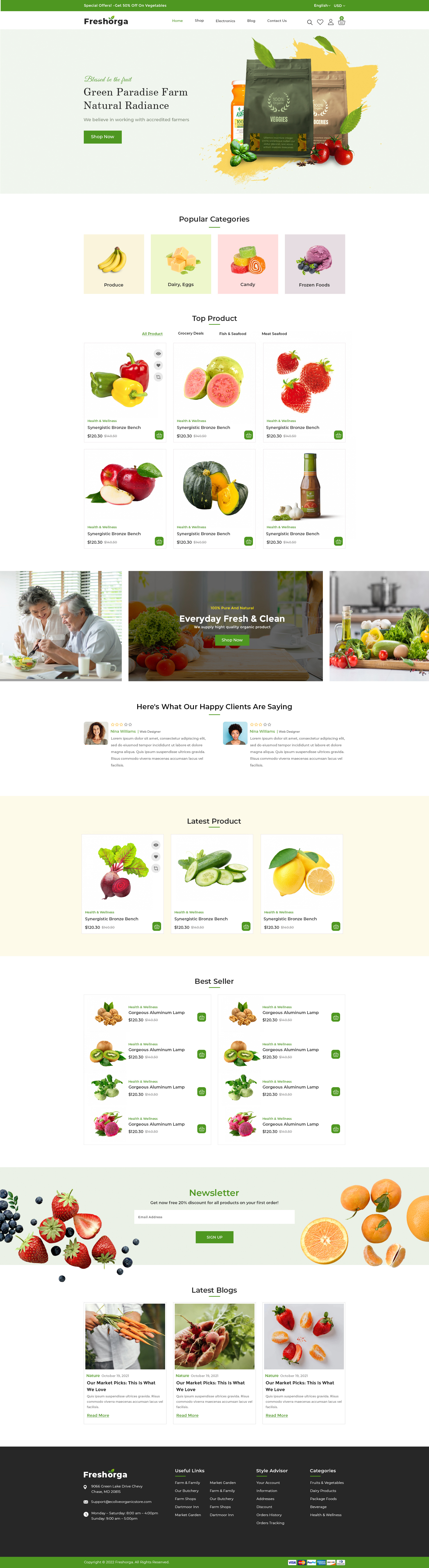 Organic Food Store Website Design cleandesign dribbbleshot ecommercedesign figmadesign foodwebsite freshdesign freshfood greendesign grocerystore healthyfood landingpage minimalui modernui organicfood organicstore uiux userexperience userinterface webdesign websiteinspiration