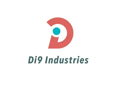 Di9 Logo design di9 flat industries logo logotype minimal negative space peach simple teal vector