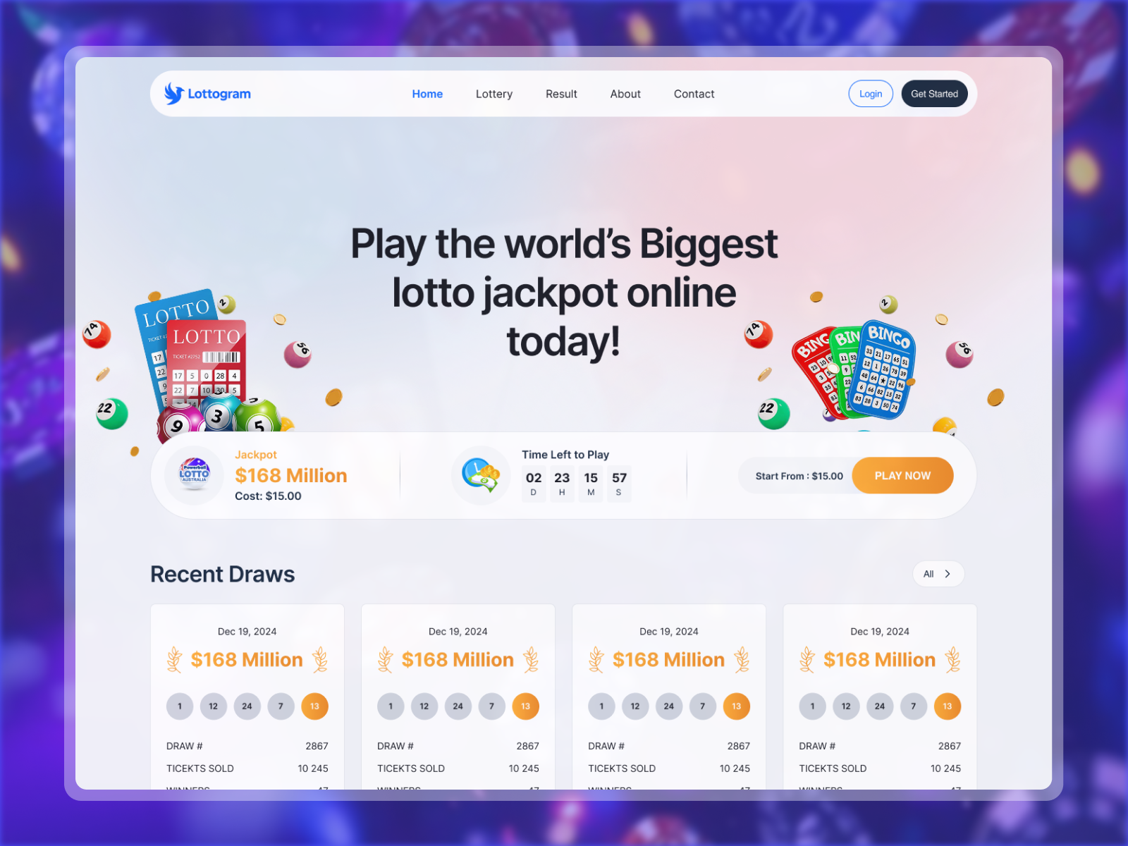 Lottery website landing page design ui ux web webdesign website website design