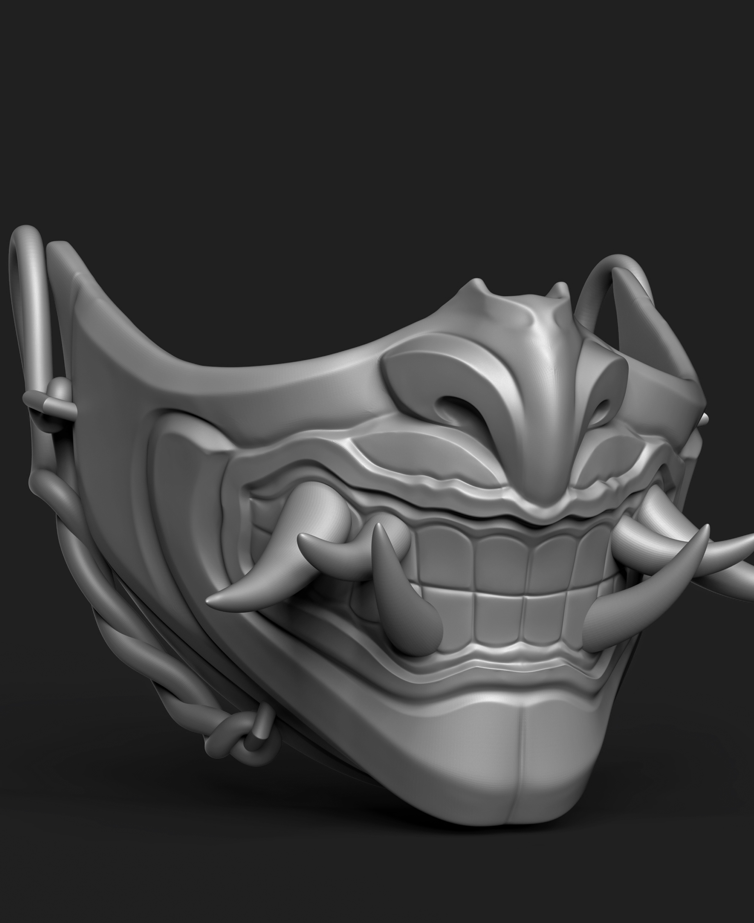 Oni Mask - Japanese Demon Mask 3d 3d modeling character design design fantasy zbrush
