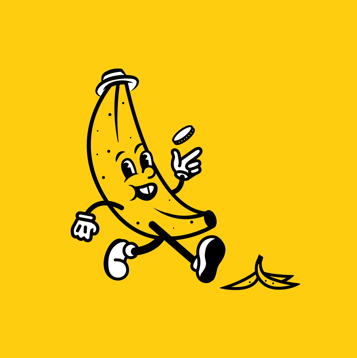 Watch Yourself! banana character character illustration illustration irony