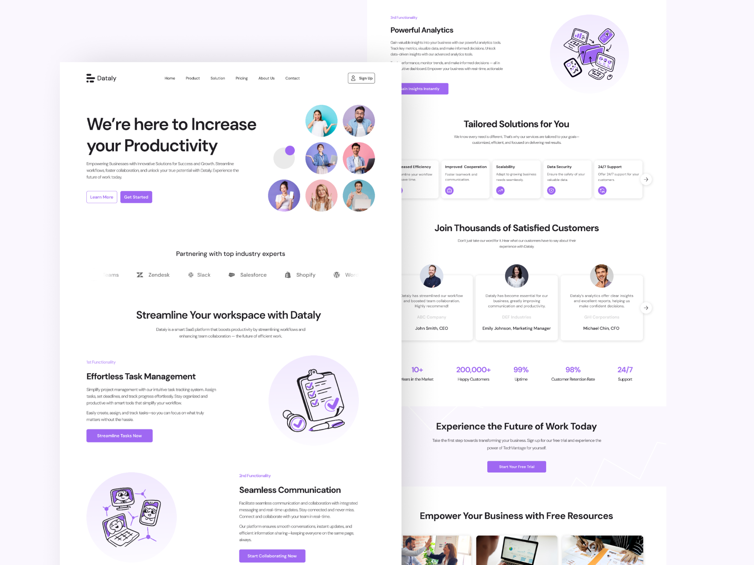 Dataly-SaaS Landing Page Design allinoneplatform anshul dawar businessanalytics cloudsoftware datadriven design digitalworkspace minimal productivitytools projecttracking realtimecommunication remoteworktools saassolution taskmanagement teamcollaboration ui ux web workflowautomation worksmarter