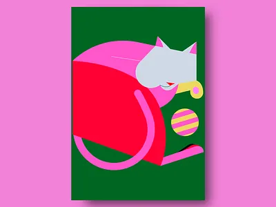 Colorful Minimalist Cat Poster abstract cat art bold composition cat illustration contemporary drawing creative design cute graphic fun illustration funky style graphic cat happy artwork illustration minimal poster modern art playful art pop art trendy poster vibrant palette whimsical design