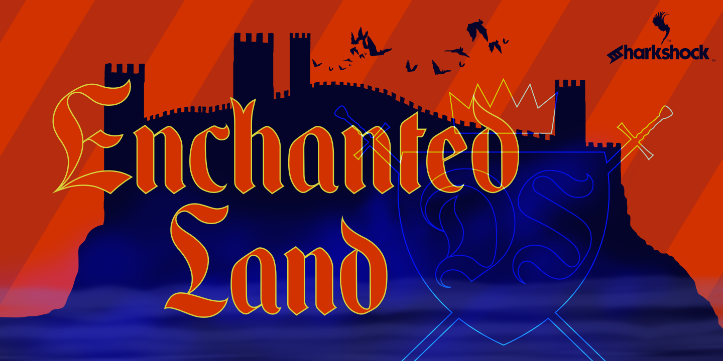 Enchanted Land accents design display font european font fonts graphic design illustration medieval sharkshock typography
