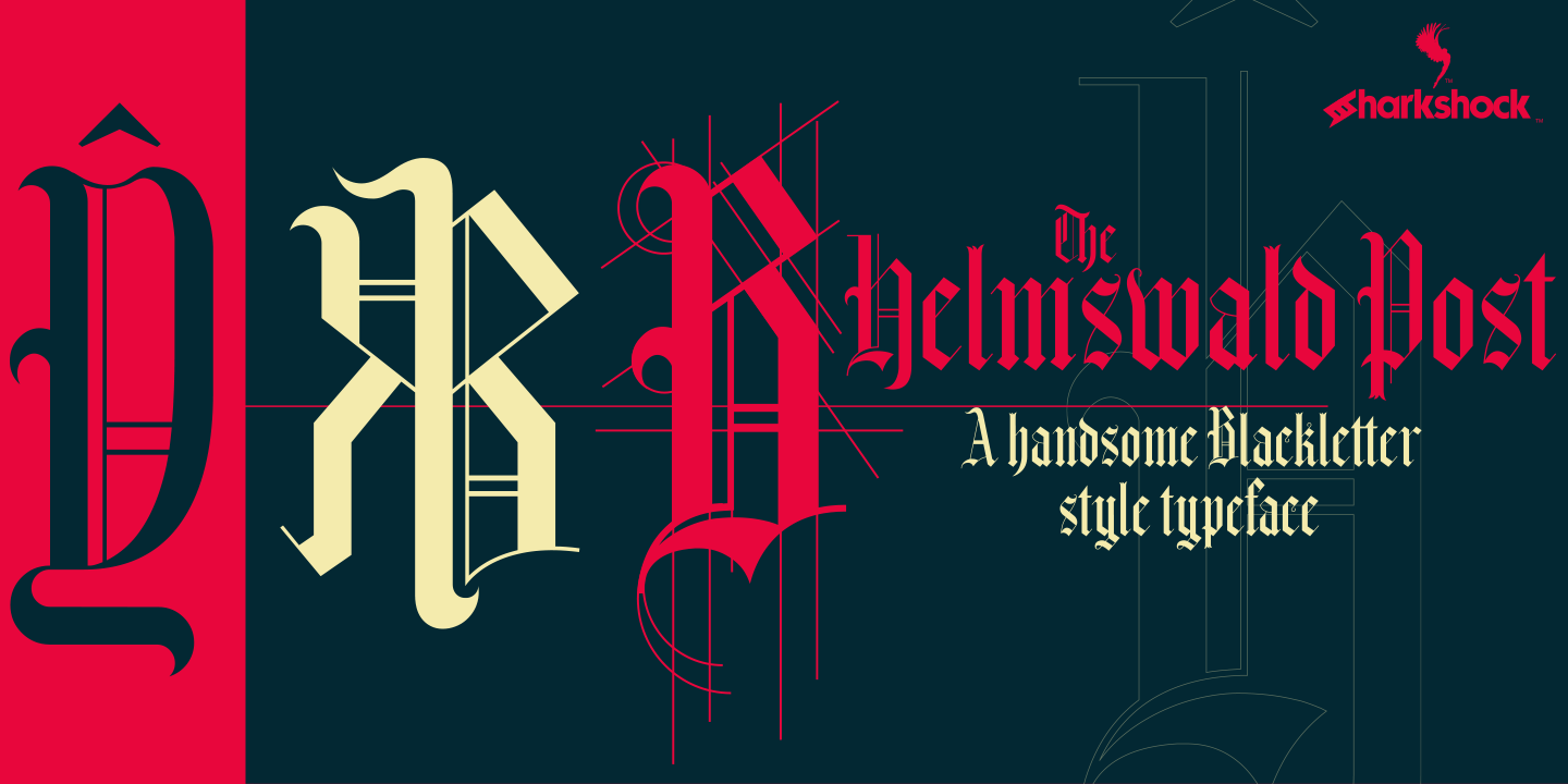 Helmswald Post accents blackletter design display font fonts graphic design illustration old sharkshock typography vintage