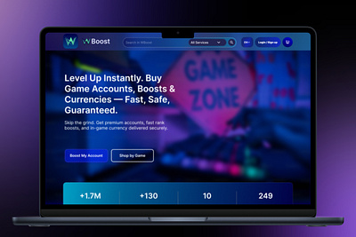 Gaming Website Landing Page - UI/UX Design figma ui uiux design user experience user interface web design website design