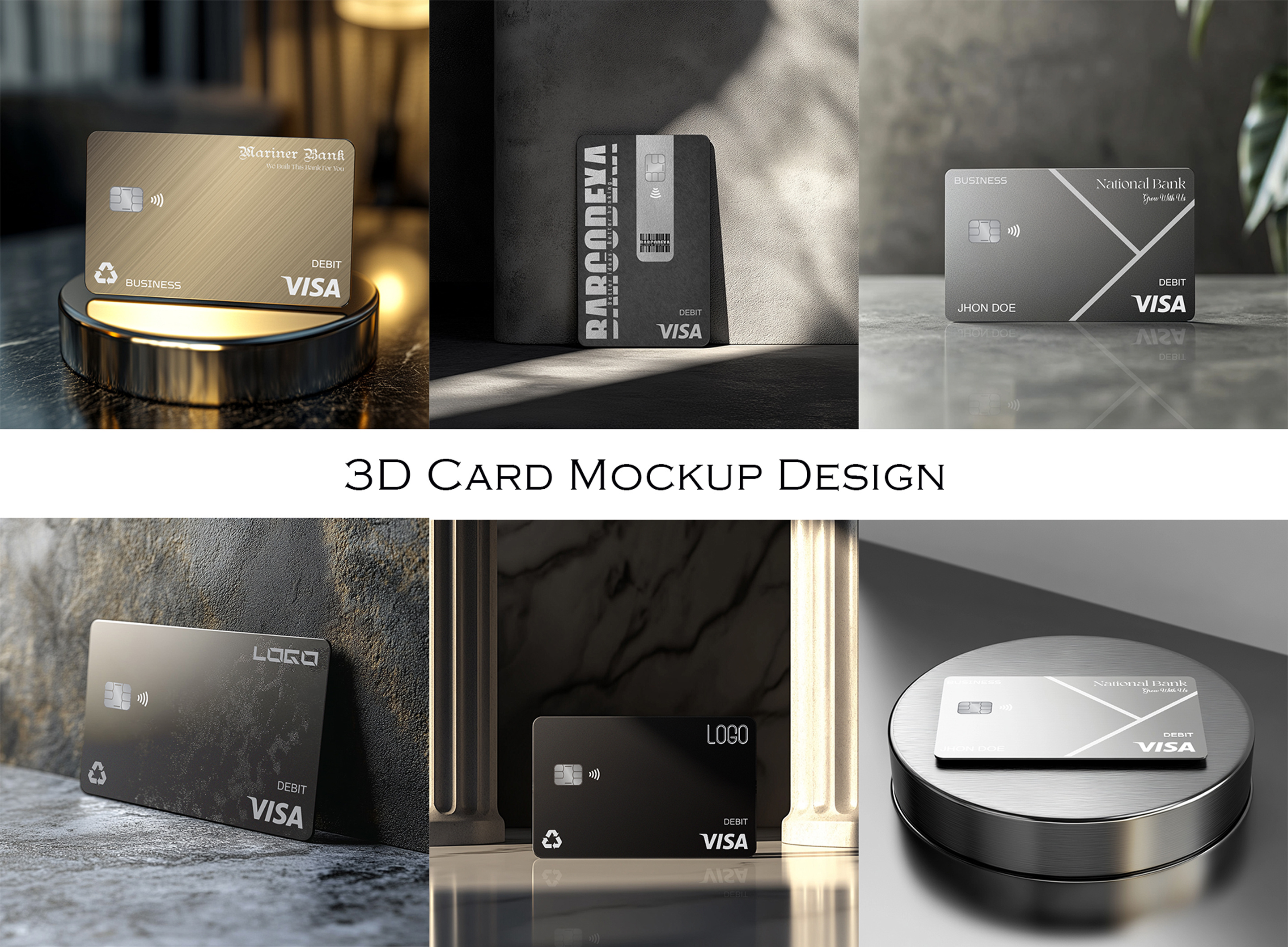 Example of 3D Credit Card Mockup Image Presentation