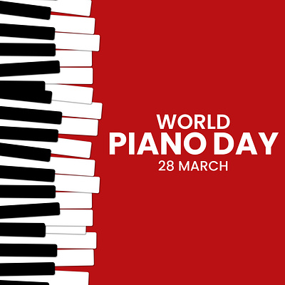 WORLD PIANO DAY 28 march 3d adobe illustrator animation branding dance design graphic design illustration jazz logo motion graphics music piano red ui vector world piano day