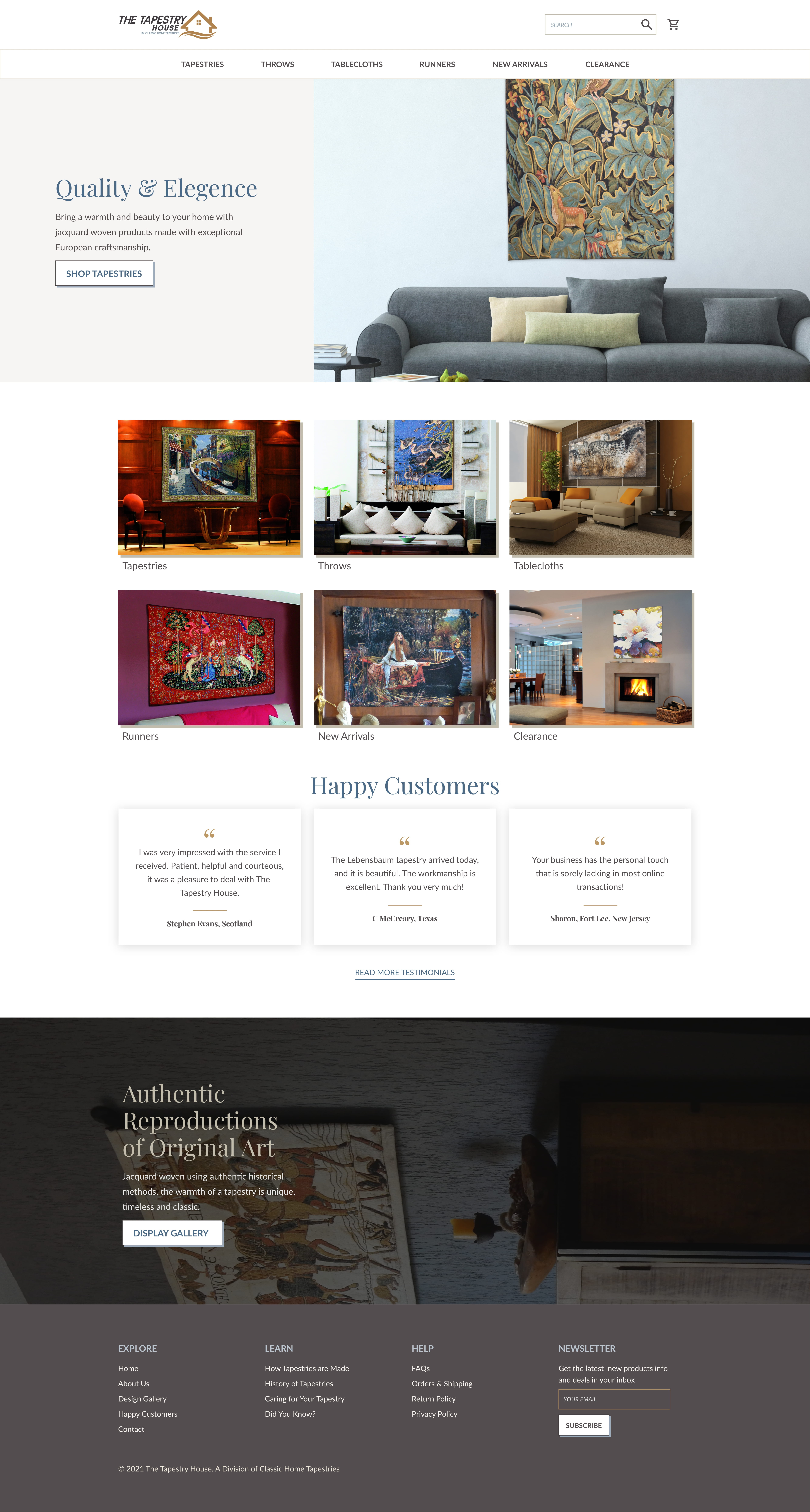The Tapestry House graphic design home page web design