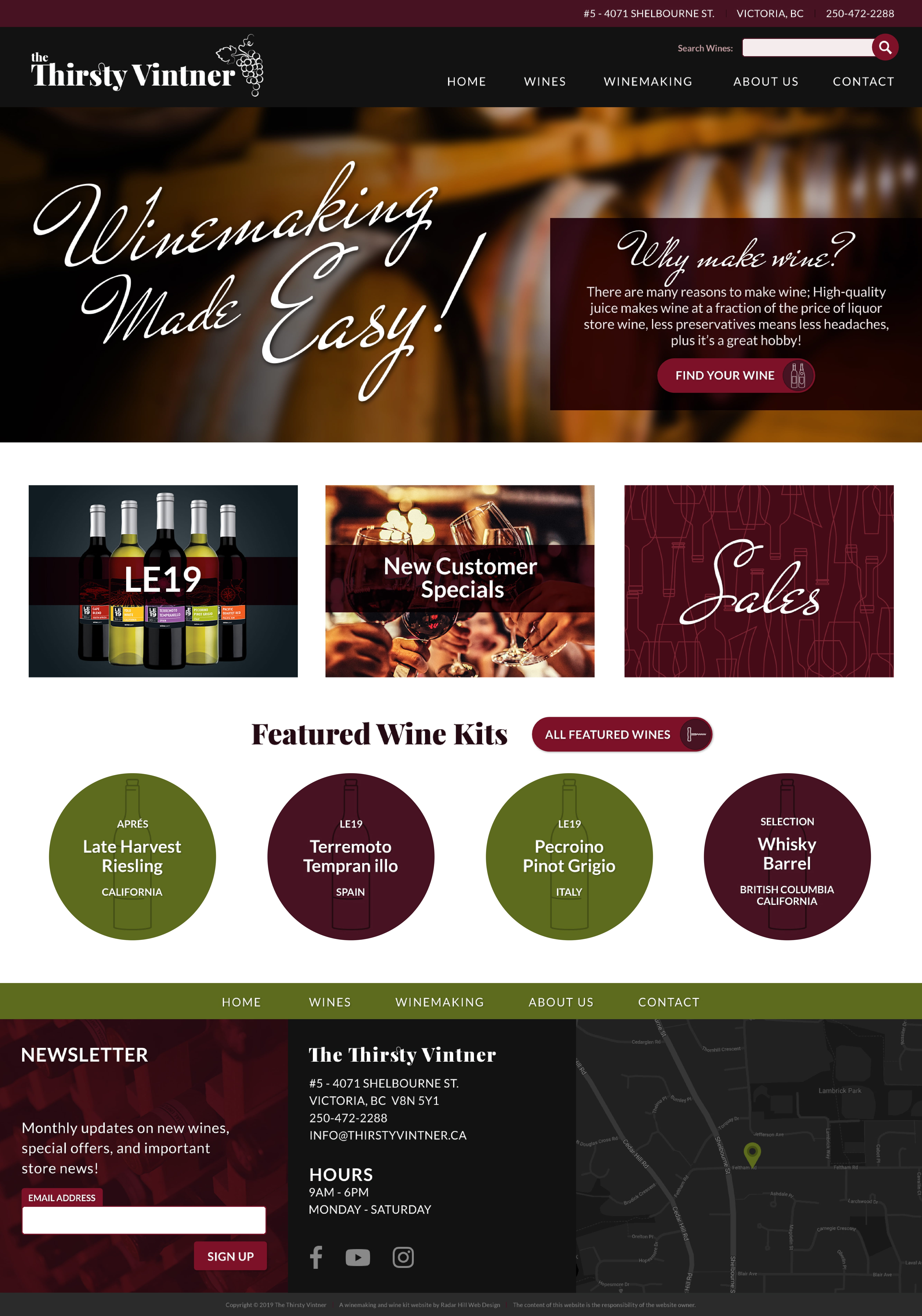 Thirsty Vintner graphic design home page web design
