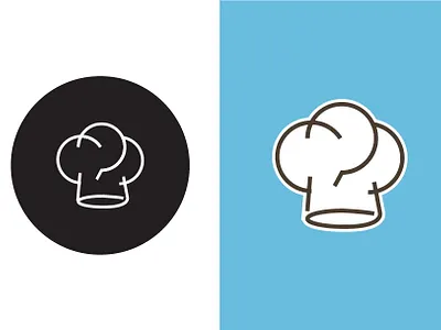 Chef Hat Icon Isolated on Blue Black White Graphic object