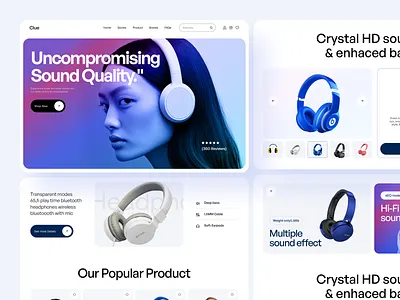 E-commerce Headphone Website bluetooth e commerce earphone ecommerce business headphone headphone website homepage landing page online sales online shop online store product store template tws uidesign uiux design webdesign wireless