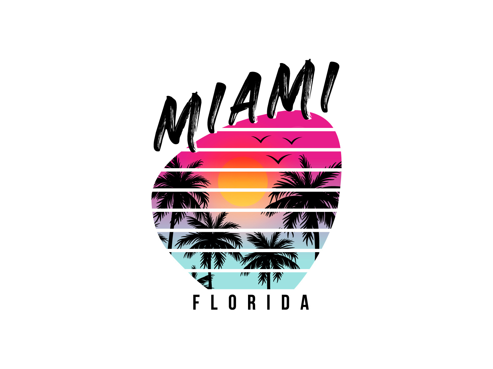 Miami Florida Sunset T-Shirt Design florida summer shirt graphic tee miami beach shirt miami florida miami t shirt palm trees shirt design sunset t shirt t shirt art t shirt design tropical vibes vintage