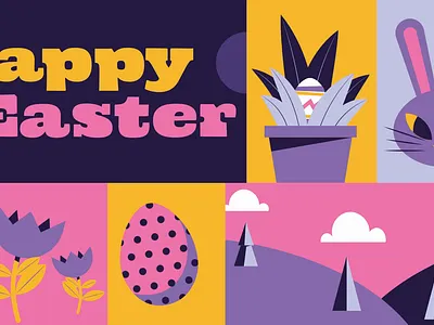 Easter Vibes 2d animation after effects animation bunny easter happy illustration motion graphics rabbit sun