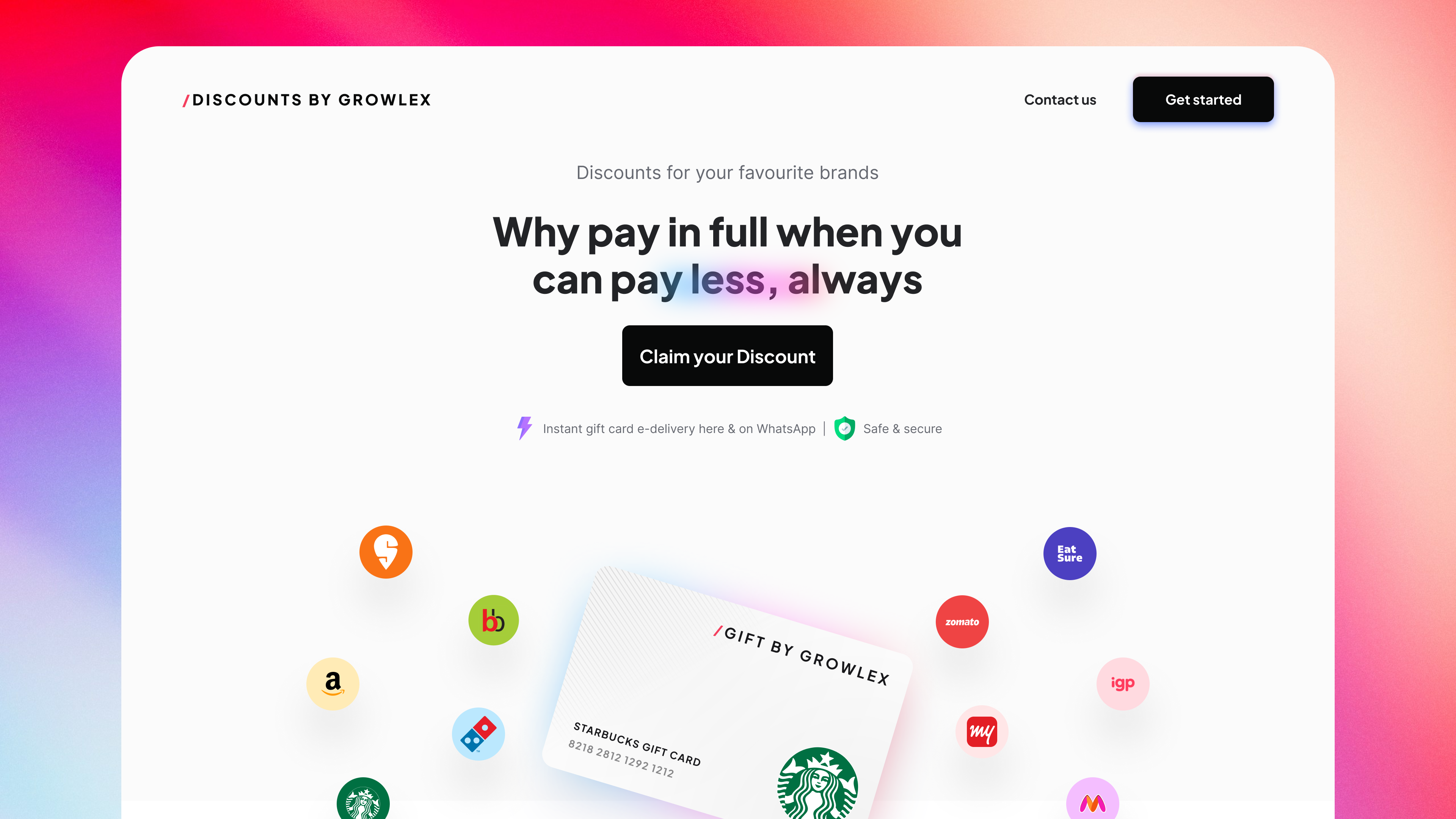 Landing page design for gift card app animation branding landing page ui webdesign