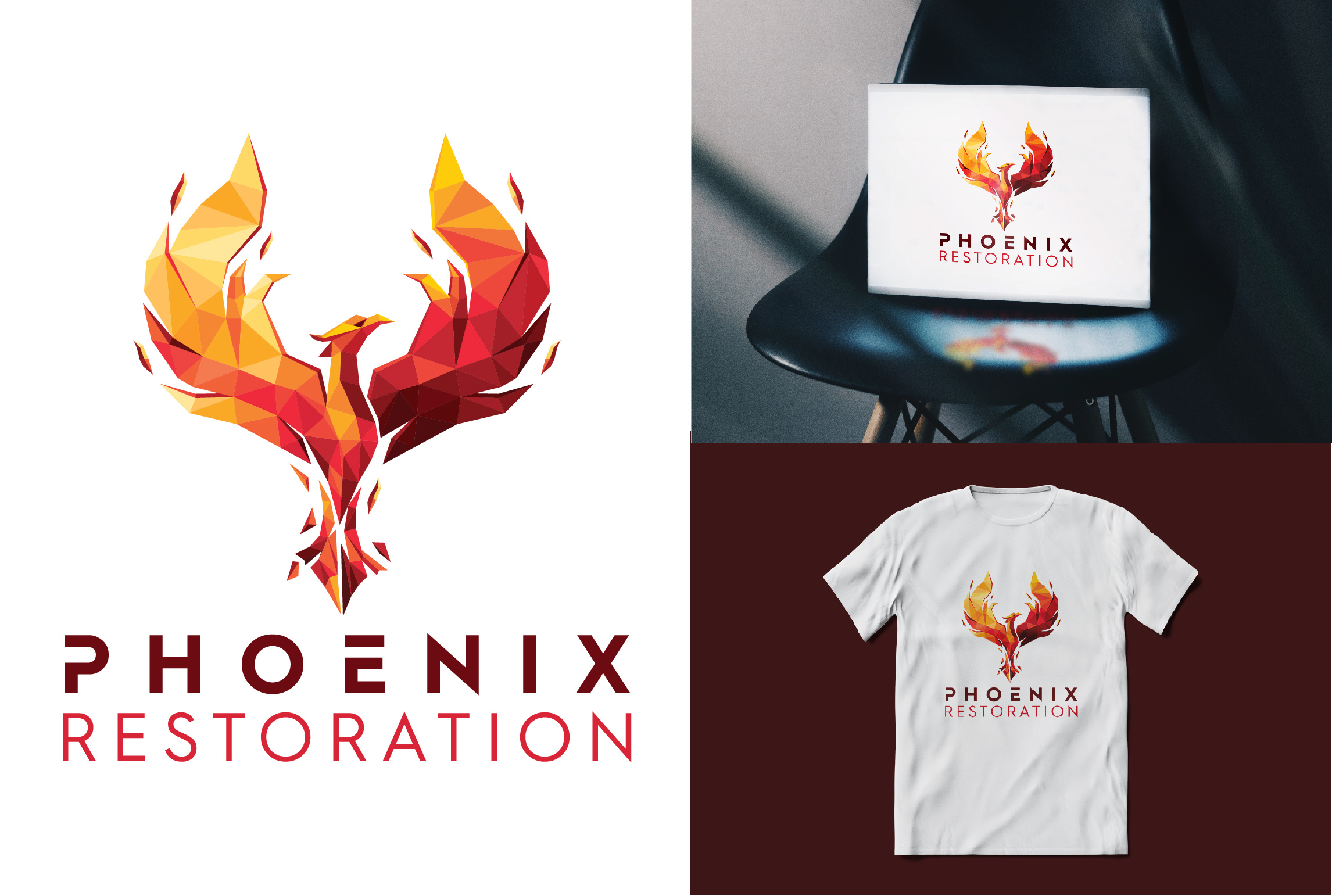 Phoenix Restoration Logo Concept - Polygonal logo design brand identity branding custom logo fenix geometric logo graphic design logo logo design low poly origami logo phoenix polygonal polygonal logo polygonal phoenix