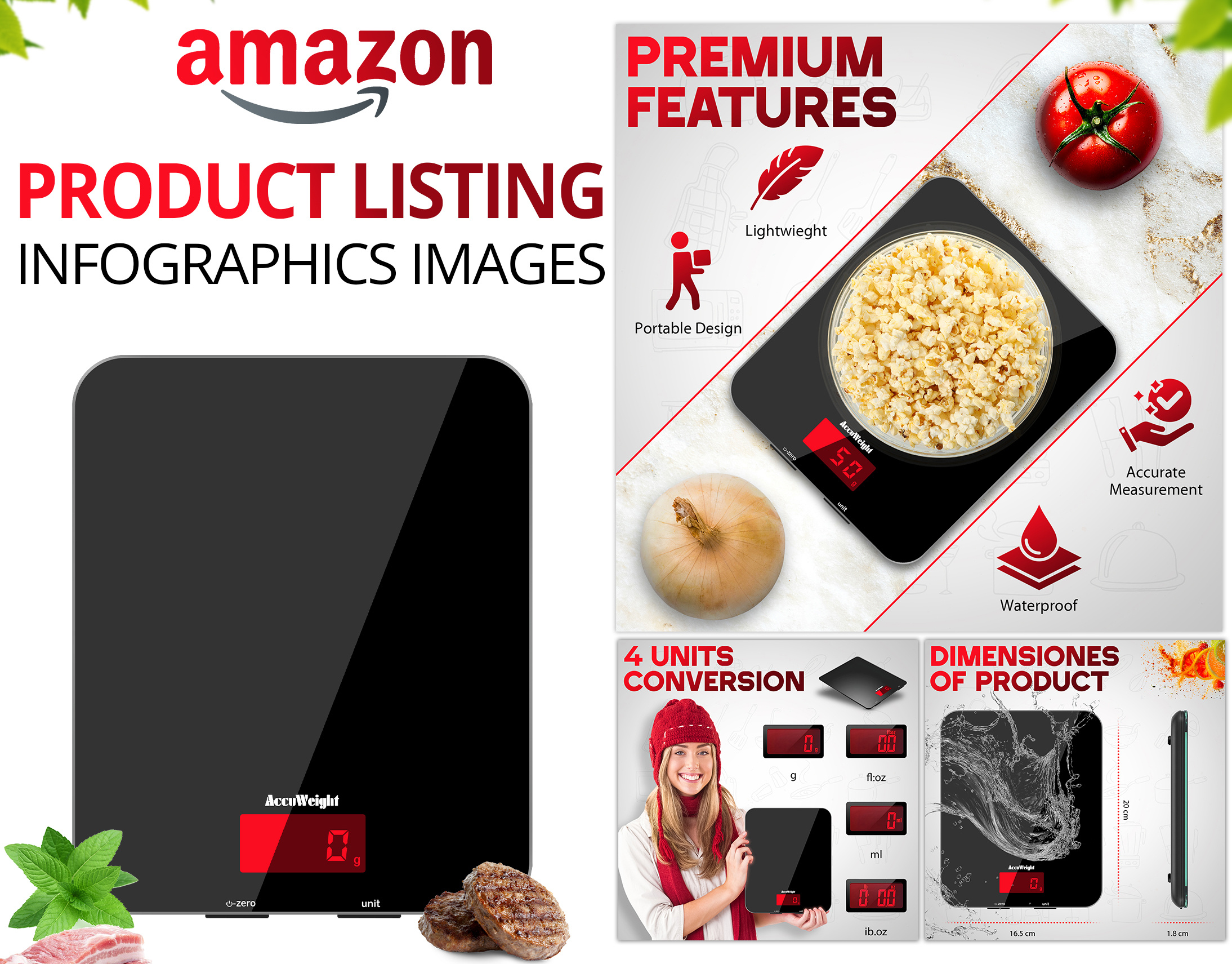 Digital Kitchen Scale Tool a content amazon amazon listing ebc graphic design infographic listing listing images product design product listing