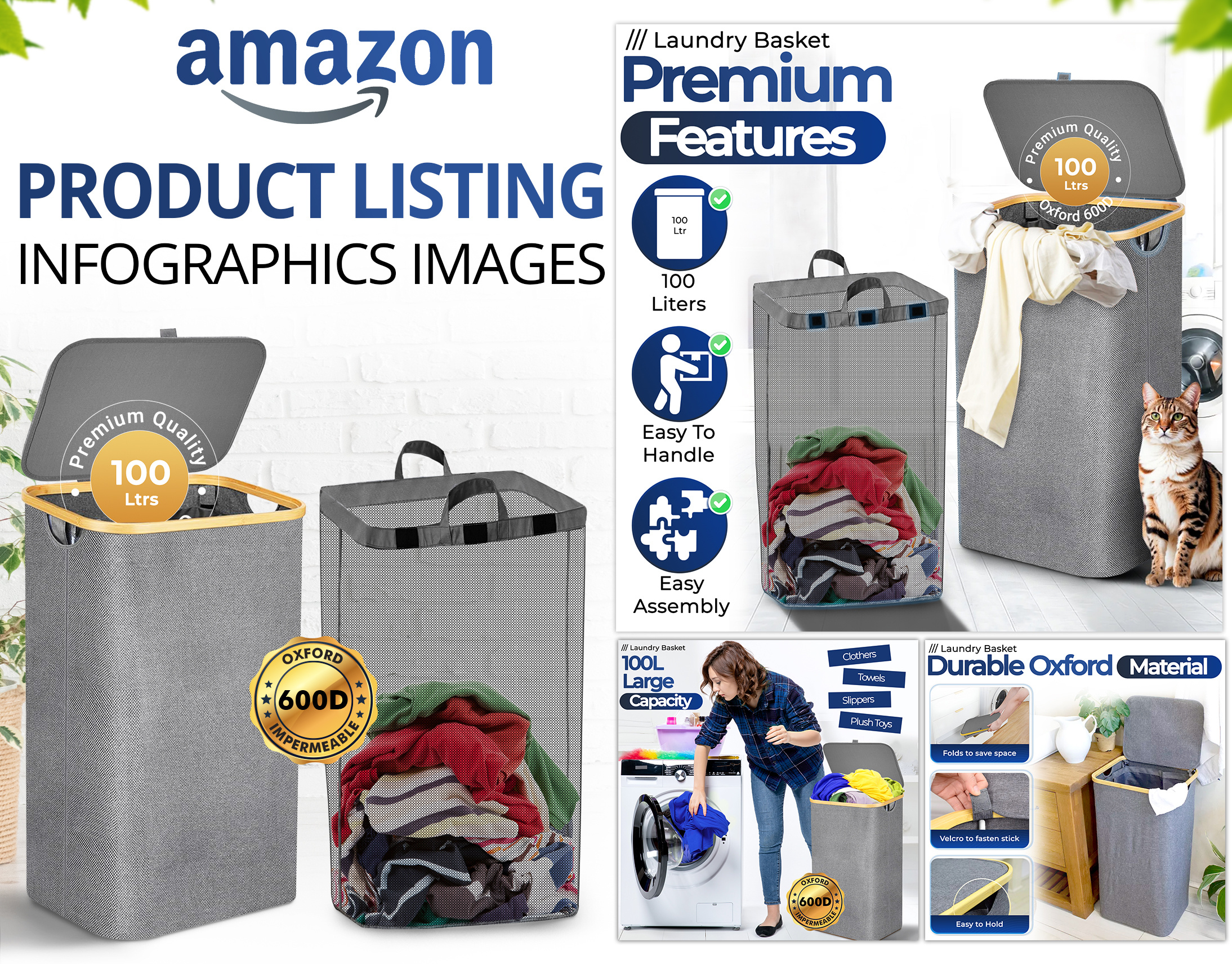 Laundry Basket a content amazon amazon listing ebc graphic design graphic designer infographic listing listing images product design product listing