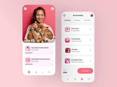 Dog Care Mobile App animals app cat clean colors dog dog app dog care dog shop figma illustration minimal pet pet adopt pet adoption pet animal pet app ui ui ux ux design