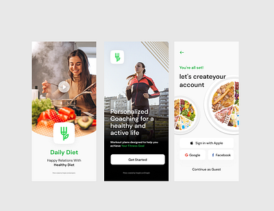 Healthy-Diet Mobile App Design branding figma mobile app mobile app design ui ux