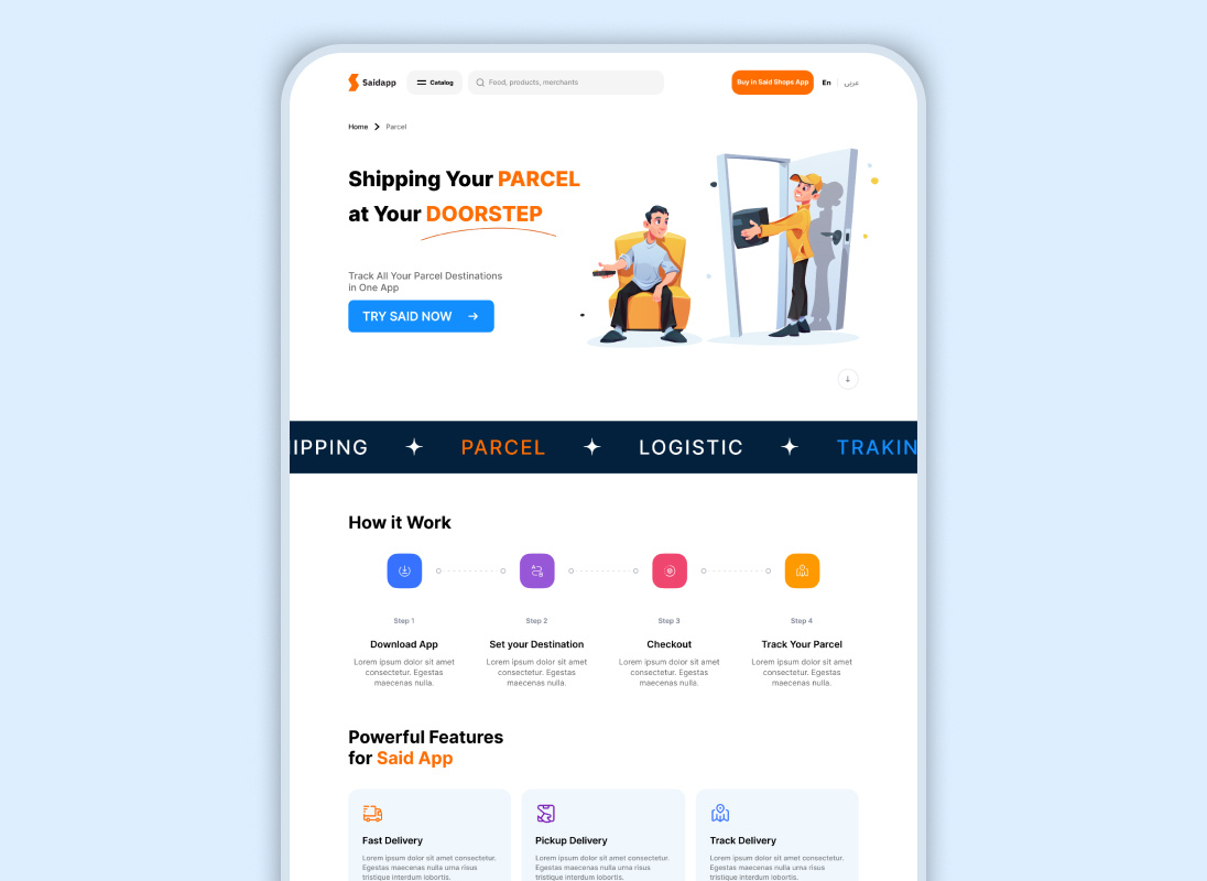 Landing Web Page for Delivery Mobile App branding creative design daily ui delivery app digital design dribbble shots e commerce figma graphic design interactive design ios mobile app modern ui ordering app product design responsive design ui user experience user interface web design