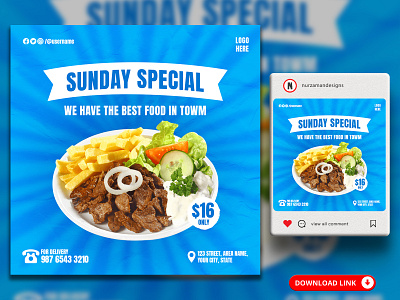 Sunday Special Food Menu Social Media Banner Templates ads design animation banner branding food banner food flyer food menu food offer graphic design instagram post motion graphics promotional ads restaurant banner restaurant flyer restaurant template social media sunday sunday menu sunday offer web banner