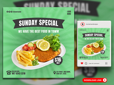 Sunday Special Food Menu Social Media Banner Templates ads design banner food ads food banner food menu food offer food template graphic design green instagram post motion graphics promotional ads restaurant banner restaurant flyer restaurant tempalte social media sunday sunday offer sunday special web banner