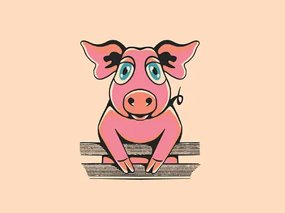 That'll do pig. art bold lines graphic design halftones illustration procreate art tattoo design
