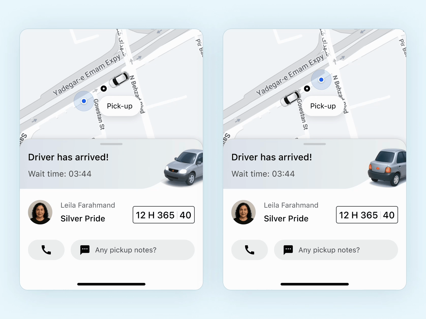 TAPSI In-Ride arrived driver passenger pickup ride trip