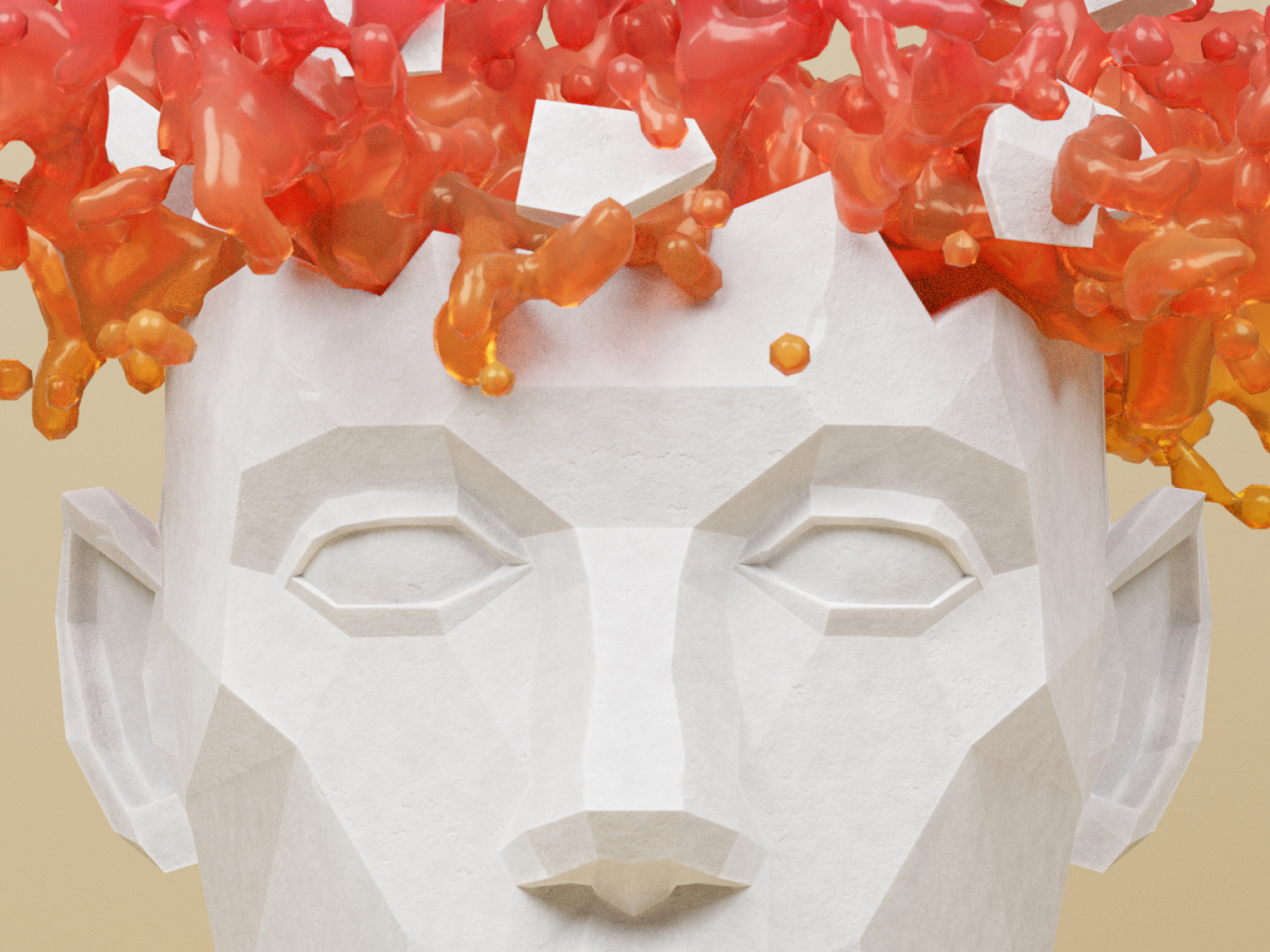Blow my Mind 3d abstract blender blow bust concrete fluid illustration mind model