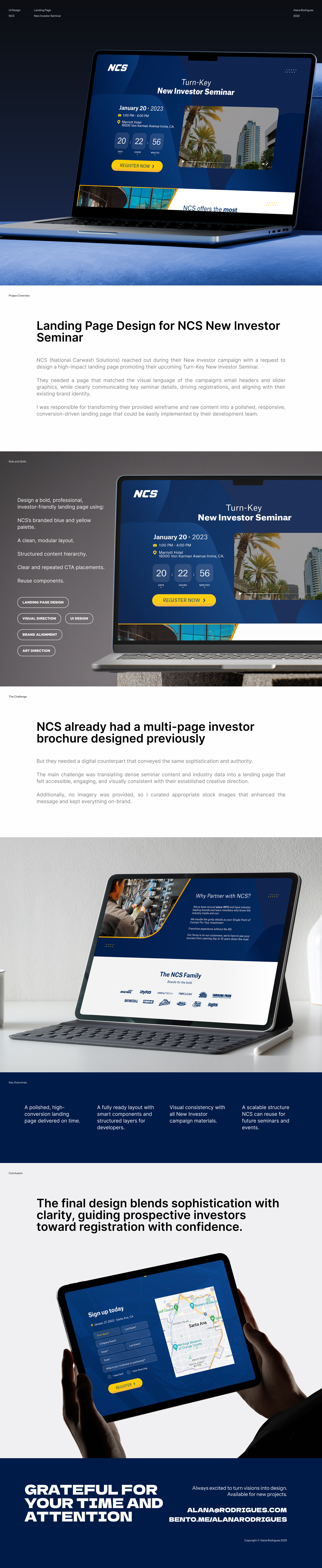 Landing Page Design for NCS New Investor Seminar art direction brand alignment component structure illustration investor landing page design landingpagedesign responsive design ui ui design visual direction webdesign website