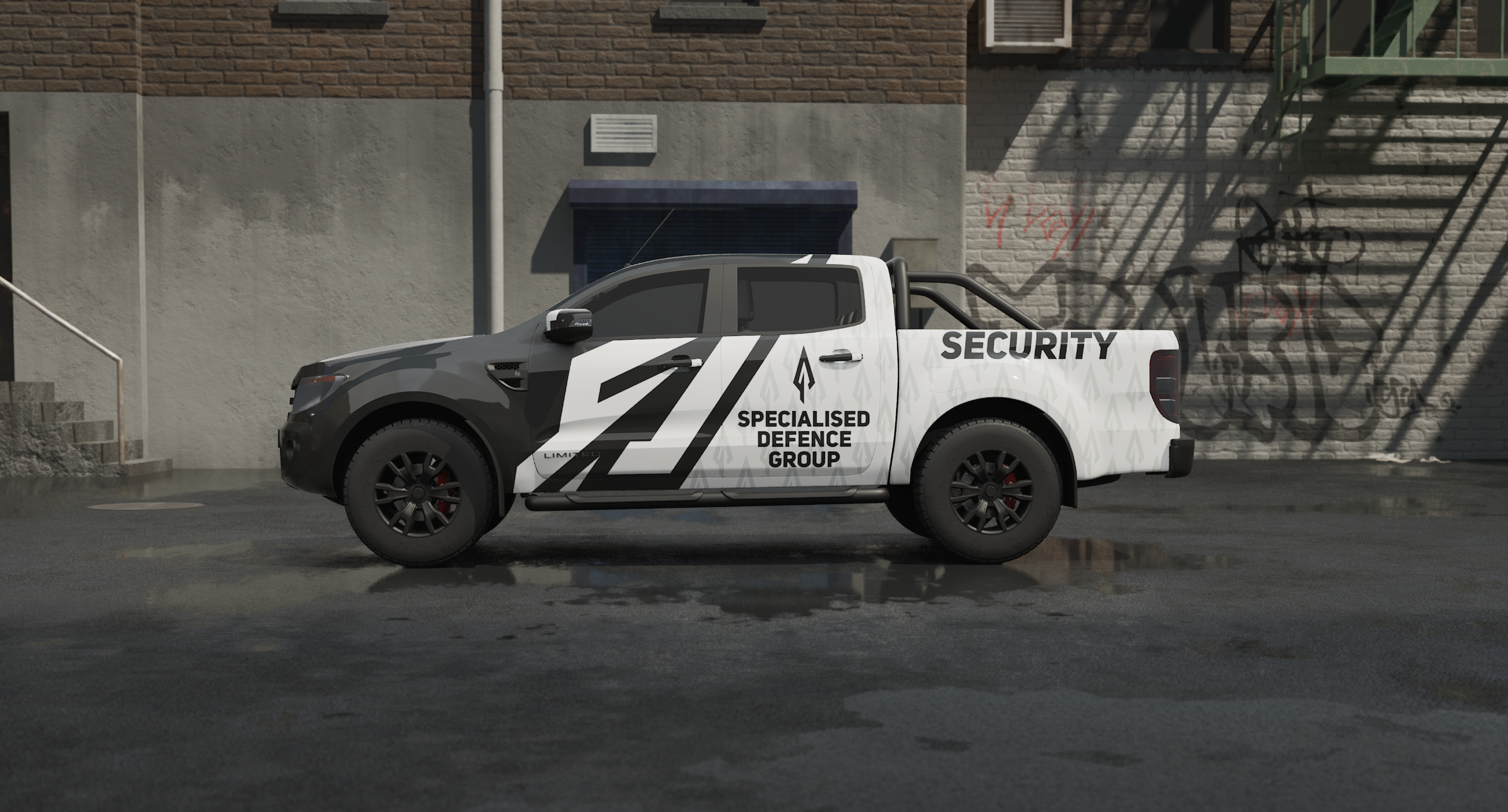 Specialized Defence Truck Wrap Design | Ford Ranger banner ads branding car graphics car sticker car wrap decal defence ford ranger ford transit graphic design security signage truck sticker truck wrap van wrap vehicle branding vehicle wrap vinyl wrap design wrapping