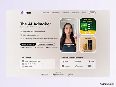 AI Admaker - possible redesign of a landing page abovethefold adcreation ai conversion conversionrateoptimization creative creativesproduction cro desktop figma firstvisiblescreen landingpage redesign userexperiencedesign uxdesign uxui