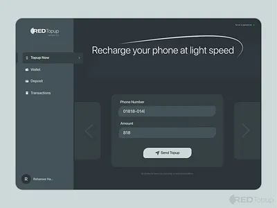REDTopup | Mobile Topup UI branding ecommerce interface mobile ui payment recharge site topup ui ui ux