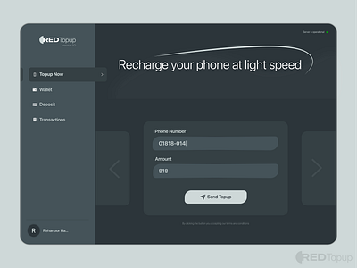 REDTopup | Mobile Topup UI branding ecommerce interface mobile ui payment recharge site topup ui ui ux