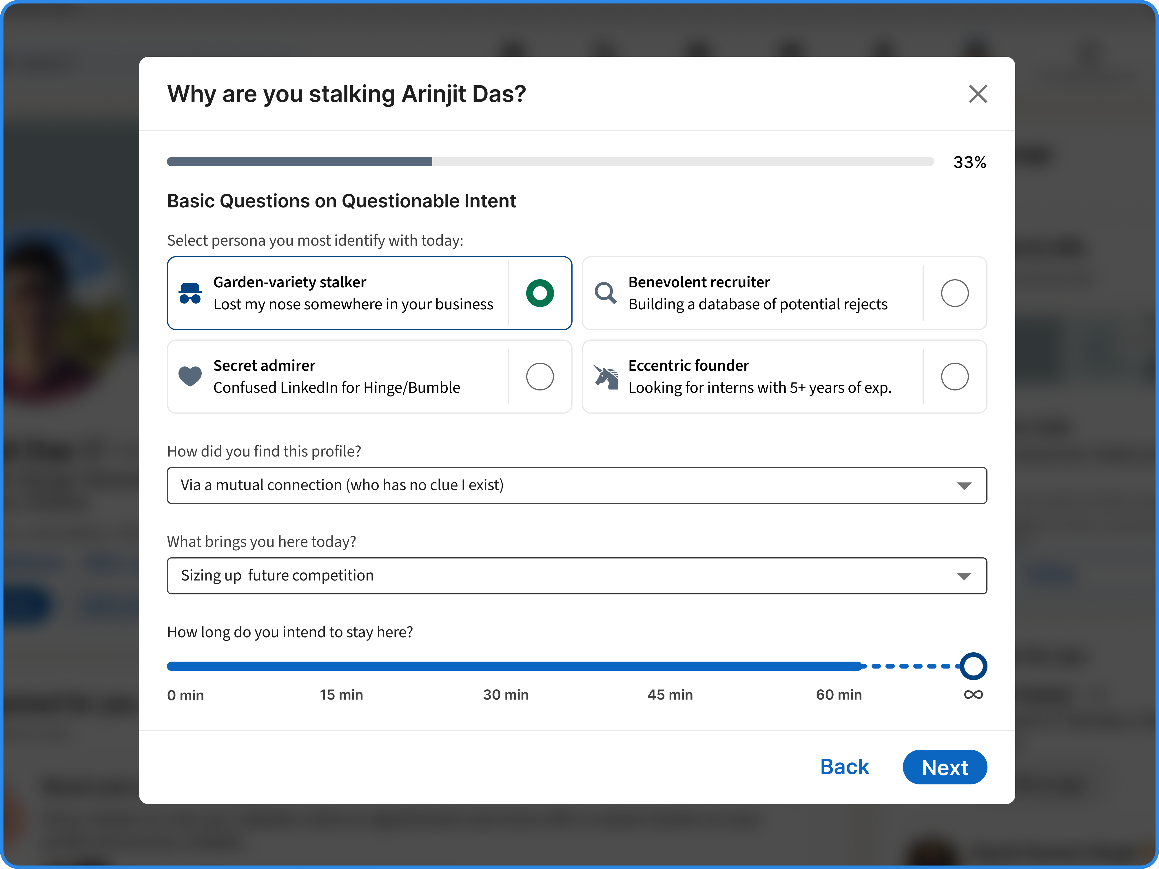 DailyUI 001: Hypothetical Form for LinkedIn dailyui dailyui001 form linkedin modal ui uichallenges visual language